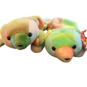 TY Beanie Baby Sammy Retired The Bear Rainbow Tie Dye Plush Set Collectibles